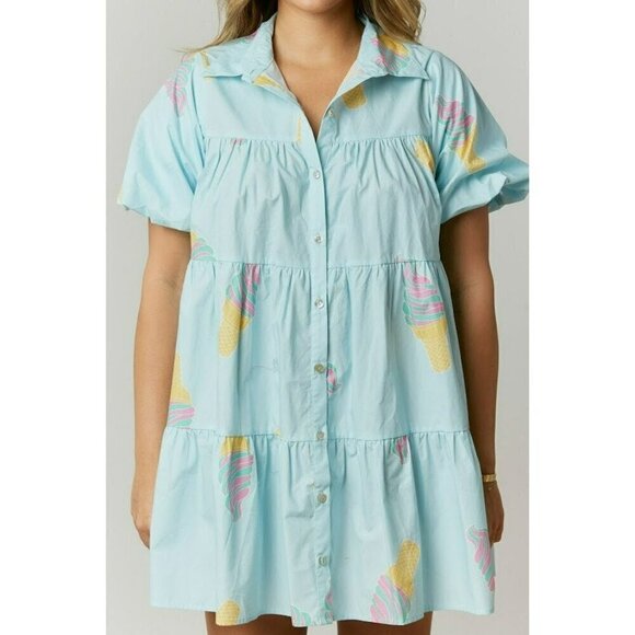 Let's Grab Ice Cream Poplin Dress in Sky Blue - Picture 5 of 5